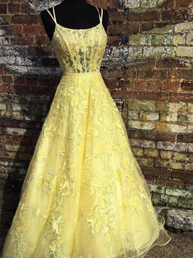 Custom Made Backless Yellow Lace Floral ...